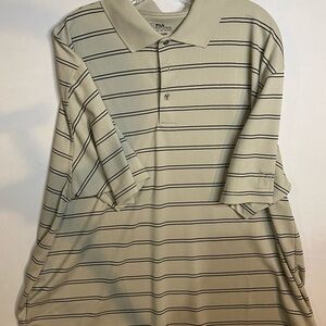 PGA Tour Men's Striped Polo Shirt - Beige and Black